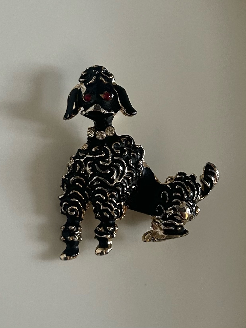 Vintage Black/Gold Poodle Brooch